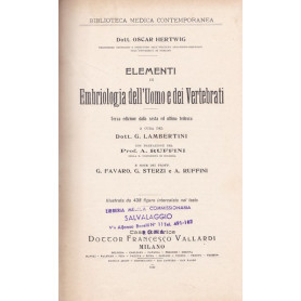 Elementi di Embriologia dell'Uomo e dei Vertebrati