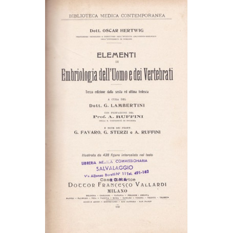 Elementi di Embriologia dell'Uomo e dei Vertebrati