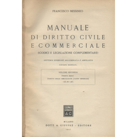 MANUALE DI DIRITTO CIVILE E COMMERCIALE.II-Diritto delle obbligazioni parte gen.