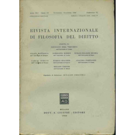 Rivista internazionale di filosofia del diritto. Novembre - Dicembre 1964