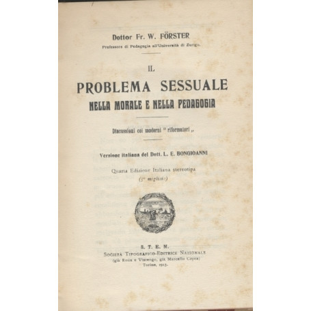 IL PROBLEMA SESSUALE NELLA MORALE E NELLA PEDAGOGIA
