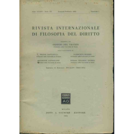 Rivista internazionale di filosofia del diritto. Gennaio - Febbraio 1955