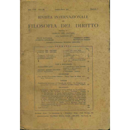 Rivista internazionale di filosofia del diritto. Gennaio - Marzo 1947
