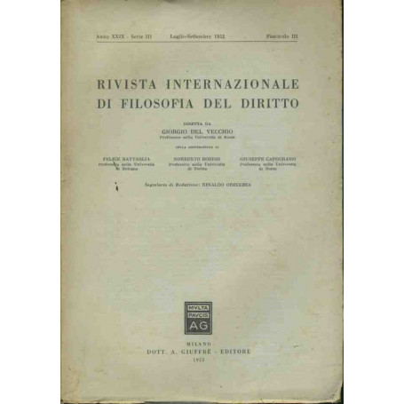 Rivista internazionale di filosofia del diritto. Luglio - Settembre 1952