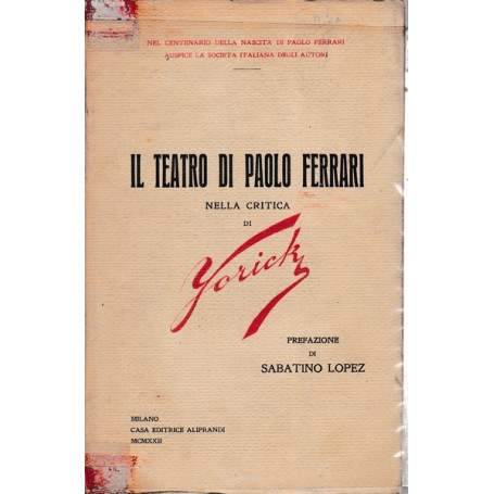 Il teatro di Paolo Ferrari nella critica di Yorick