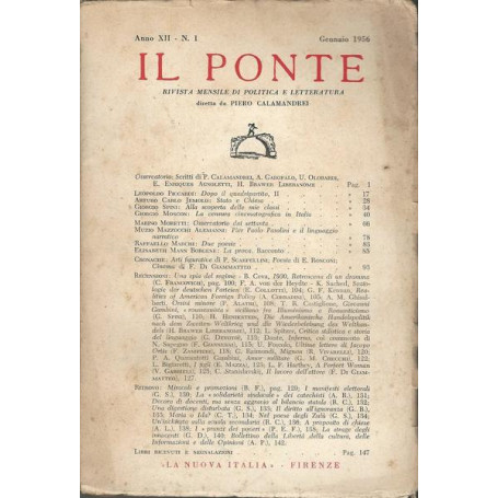 Il ponte. Rivista mensile di politica e letteratura. Anno XII n. 1 gennaio 1956