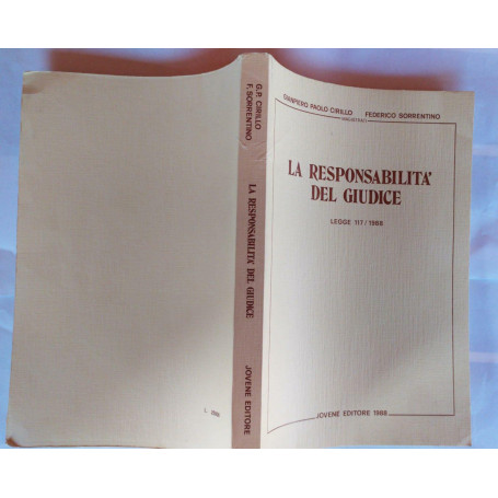 La responsabilità  del giudice. Legge 117/1988