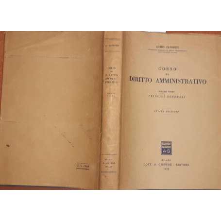 Corso di diritto amministrativo . Volume I