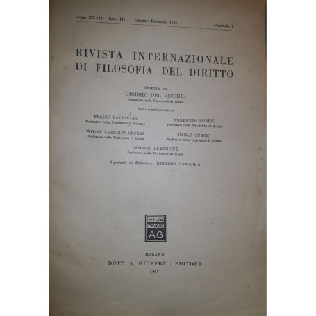 Rivista Internazionale di Filosofia del Diritto: fascicolo gennaio febbraio 1957