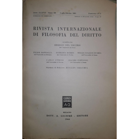 Rivista Internazionale di filosofia del diritto: fascicolo Luglio-ottobre 1960