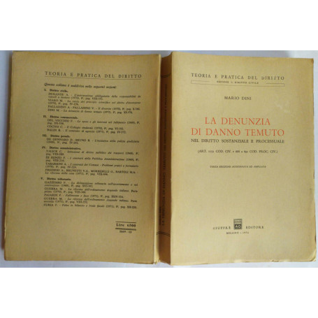 La denunzia di danno temuto. Nel diritto sostanziale e processuale