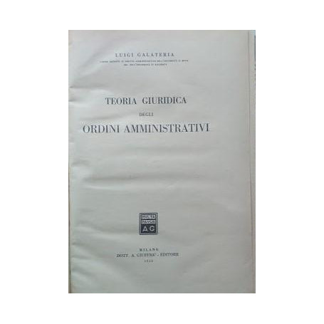 Teoria Giuridica degli Ordini Amministrativi