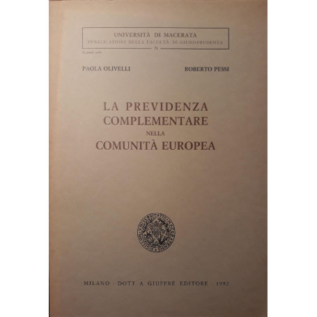 La previdenza complementare nella comunità  europea
