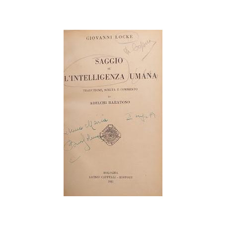 Saggio su l'intelligenza umana