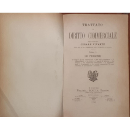 Trattato di Diritto Commerciale. Volume I. Le persone
