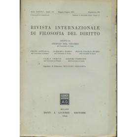 Rivista internazionale di filosofia del diritto. Anno XXXVII. Serie III. Maggio Giugno 1960.
