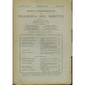 Rivista internazionale di filosofia del diritto. Anno XXVI. Serie III. Aprile- Settembre 1949
