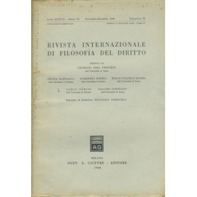 Rivista internazionale di filosofia del diritto. Anno XXXVII. Serie III. Novembre - Dicembre 1960