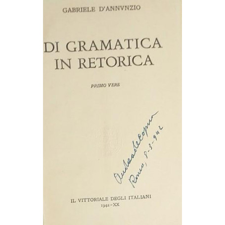 Di grammatica in tetorica. Primo vere