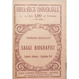 Saggi biografici: Samuele Johnson - Guglielmo Pitt