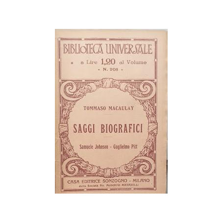Saggi biografici: Samuele Johnson - Guglielmo Pitt