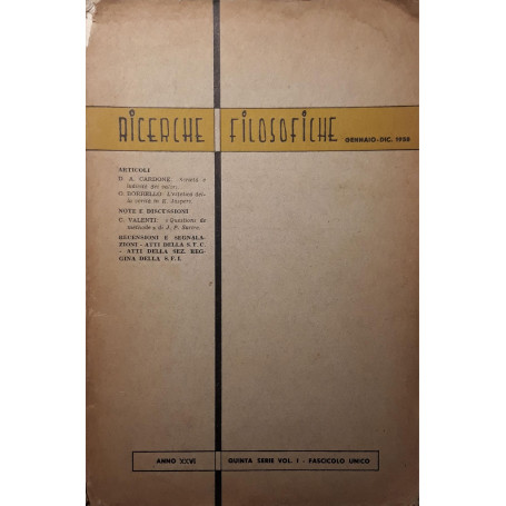 Ricerche filosofiche (gennaio-dic. 1958)