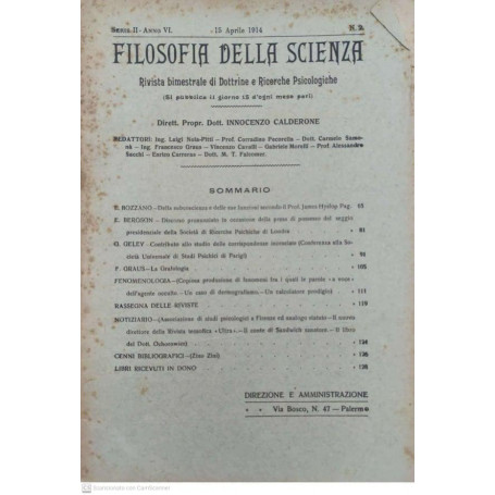 Filosofia della scienza. Serie II-Anno VI. N°2