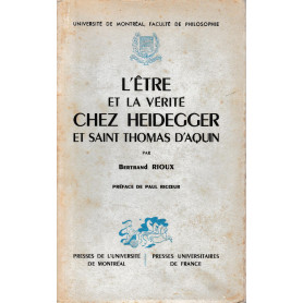 L'etre et la verité chez Heidegger et Saint Thomas D'Aquin