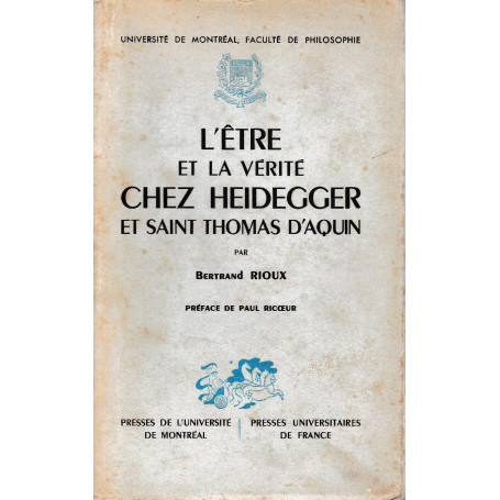 L'etre et la verité chez Heidegger et Saint Thomas D'Aquin