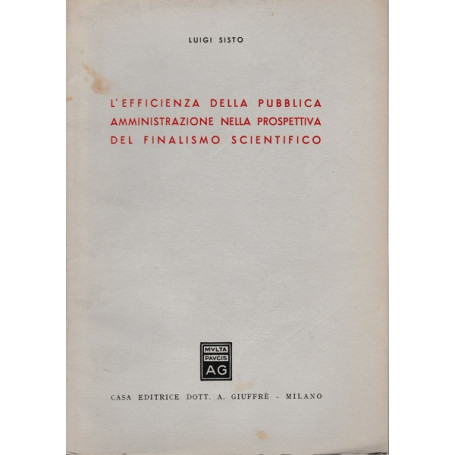 L'efficienza della pubblica amministrazione nella prospettiva del finalismo..