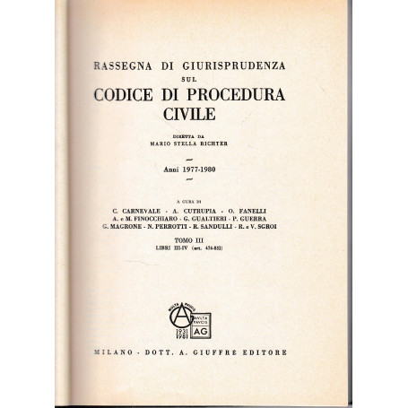 Rassegna di Giurisprudenza sul Codice di Procedura Civile