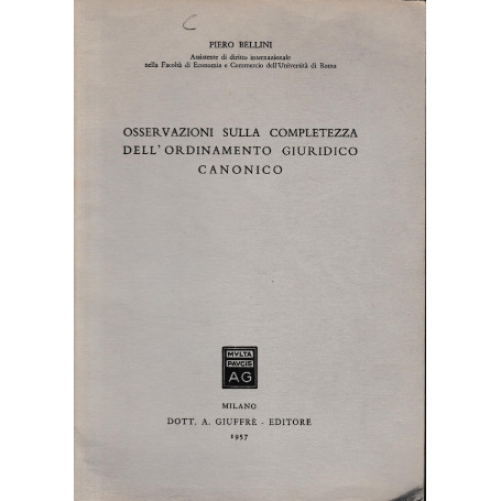 Osservazioni sulla completezza dell'ordinamento giuridico canonico