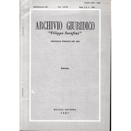 Archivio Giuridico "Filippo Serafini" (estratto vol. CCVII