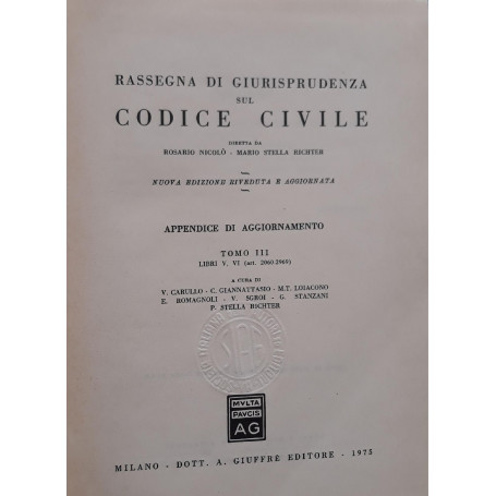 Rassegna di giurisprudenza sul codice civile: Appendice di aggiornamento - Tomo III