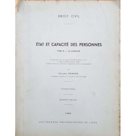 Etat et capacité des personnes. Titre III - La Capacite
