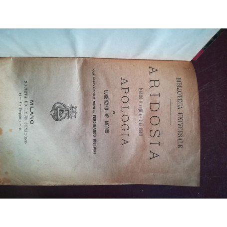 ARIDOSIA - commedia in cinque atti e un prologo. APOLOGIA