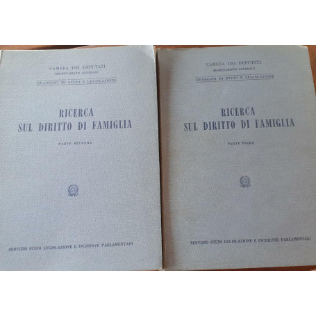 Ricerca sul diritto di famiglia. Parte prima e seconda.