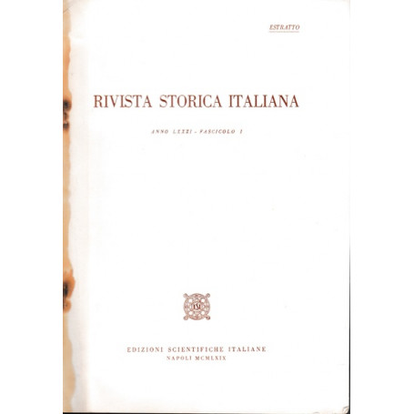 Rivista storica italiana. Anno LXXXI Fasc. I. Estratto