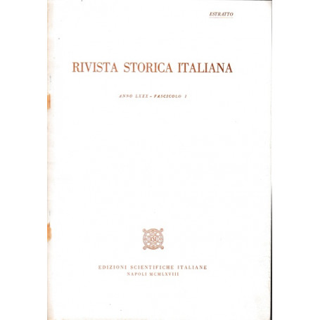 Rivista storica italiana. Anno LXXX Fasc. I Estratto