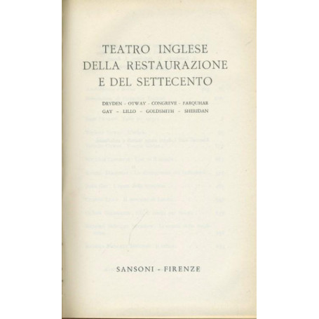 Teatro inglese della restaurazione e del settecento