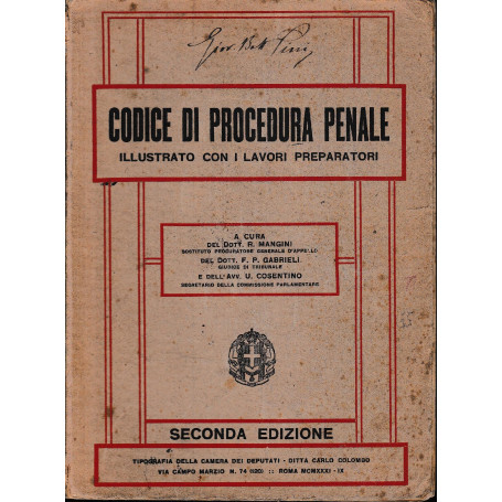 Codice di procedura penale illustrato con i lavori preparatori