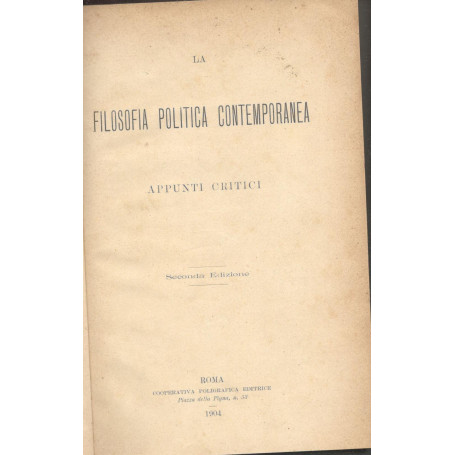 La filosofia politica contemporanea (appunti critici)