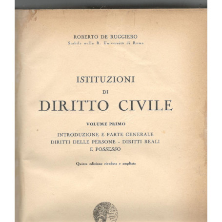 Istituzioni di diritto civile (volume primo)