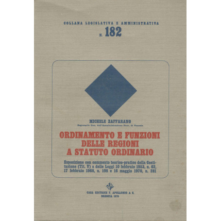 Ordinamento e funzioni delle regioni a statuto ordinario