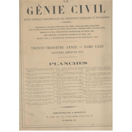 Le Génie Civil. Revue générale hebdomadaire des industries francaises et étrangères (deuxieme semestre 1913)