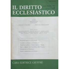 Il Diritto Ecclesiastico. N. 4: ottobre-dicembre 1985