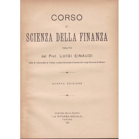 Corso di Scienza della Finanza