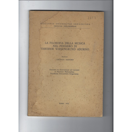La filosofia della musica nel pensiero di Theodor Wiesenground Adorno