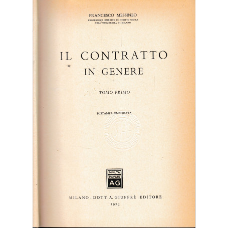 Il contratto in genere. Ristampa emendata