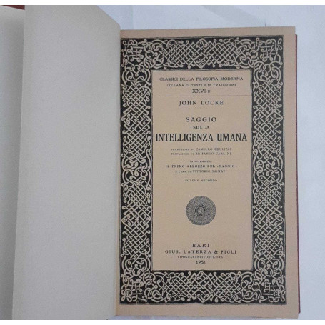 Saggio sulla intelligenza umana. Volume secondo